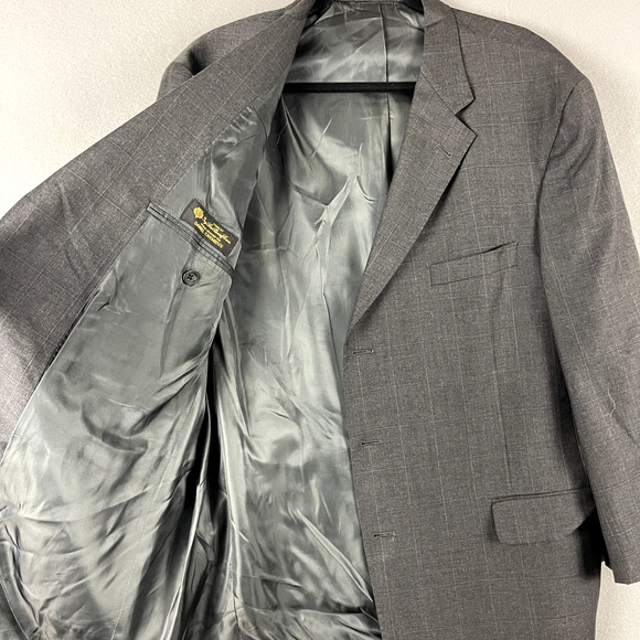 Loro Piana Daniel Cremieux Wool Blazer Mens 48R Gray Windowpane Classic Career - Picture 4 of 16